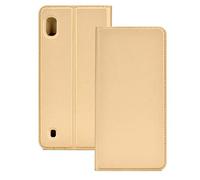 Hülle® Ultra Thin PU TPU Flip Case with Card Slot and Stand Function for Samsung Galaxy A10(Gold)