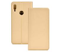 Hülle® Ultra Thin PU TPU Flip Case with Card Slot and Stand Function for Xiaomi Redmi Note 7 Pro/Xiaomi Redmi Note 7s/Xiaomi Redmi Note 7(Gold)