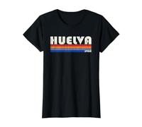 Huelva Spain Retro 70s 80s Style Camiseta gráfica económica, Mujer, Negro, XS