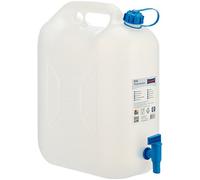Hünersdorff | Bidón para agua ECO 22 L con grifo | PEAD natural | con grifo de descarga azul montado de forma fija | Bote de agua de plástico | garrafa plastico con grifo
