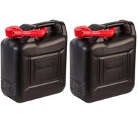 Hünersdorff Bidón para carburante COMPACT 10 L, PEAD Negro, con homologación UN, accesorios rojos (Paquete de 2)