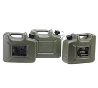 Hünersdorff Bidón para carburante PROFI Explo-Safe 10L verde oliva, homologación UN, PEAD, accesorios negros