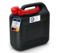 Hünersdorff Bidón para carburante STANDARD 10 L, PEAD Negro, con homologación UN, accesorios rojos