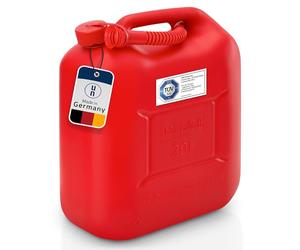 Hünersdorff Bidón para carburante STANDARD 20 L, PEAD Rojo, con homologación UN, accesorios rojos