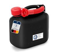 Hünersdorff Bidón para carburante STANDARD 5 L, PEAD Negro, con homologación UN, accesorios rojos