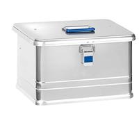 hünersdorff Caja de aluminio profesional de 30 litros, a prueba de salpicaduras con junta de goma, ligera, estable, asas plegables, preparación para cerraduras, color: plateado