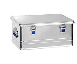 hünersdorff Caja de aluminio profesional de 48 litros, impermeable, con junta de goma, ligera, estable, asas plegables, preparación para cerraduras, color: plateado, 452150