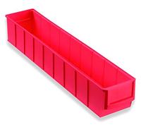 Hünersdorff Cajas de estantería de PP, 500x91x81 mm rojo, volumen 2,82 L, delgado