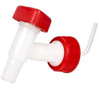 hünersdorff Grifo de drenaje para bidón | rosca DIN45 | Conector de boquilla 19 mm o 3/4" | natural/rojo