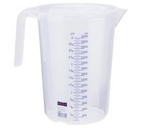 Hünersdorff Vaso medidor 3L con tapa, polipropileno (PP) irrompible y apto para alimentos, asa abierta, 2 balanzas, transparente