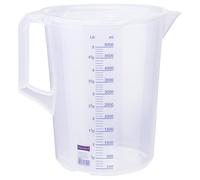Hünersdorff Vaso medidor 5L con tapa, polipropileno (PP) irrompible y apto para alimentos, asa cerrada, 2 balanzas, transparente