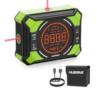 Huepar Inclinómetro Digital con Láser de Líneas Cruzadas, Pantalla LCD y Base Magnética - Ideal para Carpintería, Construcción y Bricolaje