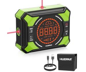Huepar Inclinómetro Digital con Láser de Líneas Cruzadas, Pantalla LCD y Base Magnética - Ideal para Carpintería, Construcción y Bricolaje