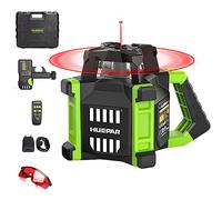 Huepar - Kit de nivel láser giratorio verde autonivelante electrónico - Puntos de plomada y horizontal y vertical Professional nivel láser giratorio verde con control remoto, receptor -RL300HR