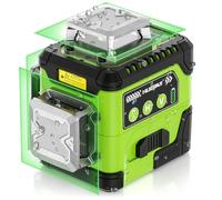 Huepar Nivel Láser Autonivelante Verde 3x360° con Pantalla, Profesional de alto brillo Líneas, 30M, USB-C, Modo Pulso, Soporte magnético, IP54, Estuche Rígido, para Construcción y Bricolaje-Y03CG