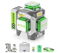 Huepar Pro Nivel Láser Cruzado de Línea 360° autonivelante, láser profesional verde de alta precisión en 3D con batería recargable de Li-Ion de 8000mAh Soporte Microajustable Multifunción ZK03CG