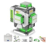 Huepar Pro Nivel Láser Cruzado de Línea 4 * 360° Autonivelante con Láser Verde, Nivelación de Alta Precisión en 4D con Batería de Iones de Litio de 8000mAh, Control Remoto y Estuche Rígido ZK04CG