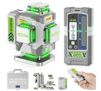 Huepar Pro Outdoor Nivel Láser con Receptor, 4 * 360° Autonivelante con Láser Verde, Nivelación de Alta Precisión en 4D con Batería de Iones de Litio de 8000mAh, Control Remoto y Estuche Rígido