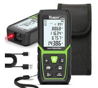 Huepar Telémetro Láser con Batería de Ion de Litio y Sensor de Ángulo Eléctrico, LCD Retroiluminado Medida Láser M/In/Ft con Alta Precisión Modos de Medición Múltiple, Pitagórico