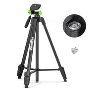 Huepar Trípode ligero portátil ajustable de 60 pulgadas para nivel láser con cabezal giratorio de 3 vías, 2 niveles de burbuja, montaje de rosca de 1/4 y 5/8 pulgadas para herramientas variadas, solo