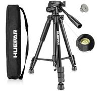 Huepar Trípode para Nivel láser de aleación de Aluminio de 1,4 m de Altura Ajustable. Ideal para láseres de línea, con Cabezal Giratorio de 3 vías, Nivel de Burbuja, Placa de liberación rápida con
