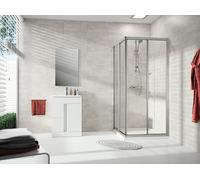 HÜPPE Alpha 2 puerta corredera de entrada, 2 partes, 4 esquinas, totalmente enmarcada, 900x900x1900mm, A22003087264, Cabinas de ducha: Color del perfil plata mate Vidrio artístico Pacific S transparen