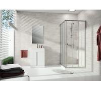 HÜPPE Alpha 2 puerta corredera de entrada, 3 partes (1/2), 4 esquinas, parcialmente enmarcada, 900x1900mm, A21204087375, Cabinas de ducha: Color de perfil plata mate ESG Privatima con ANTI-PLAQUE