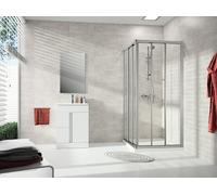 HÜPPE Alpha 2 puerta corredera de entrada, 3 partes (1/2), 4 esquinas, totalmente enmarcada, 700x2000mm, A22706087264, Cabinas de ducha: Color del perfil plata mate Vidrio artístico Pacific S transpar