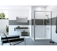 HÜPPE Classics 2 Panel lateral de 4 esquinas para puerta corredera, anchura:100 cm, alto:190cm, fijación izquierda y derecha, C20507087322, Cabinas de ducha: Color de perfil plata mate ESG clear con A