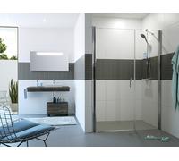 HÜPPE Classics 2 Puerta batiente de 4 esquinas con panel lateral empotrado, anchura: 100 cm, altura: 200 cm, bisagras izquierda y derecha, C24707087375, Cabinas de ducha: Color de perfil plata mate ES