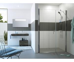 HÜPPE Classics 2 Puerta batiente de 4 esquinas con panel lateral en hueco, anchura:90cm, alto:190cm, bisagras izquierda y derecha, C24701069321, Cabinas de ducha: Color de perfil plata cristal de alto