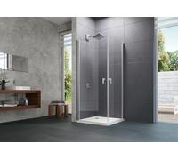 HÜPPE Design pure puerta batiente Ancho: 100cm tope a la izquierda y derecha para el suelo de baldosas, 8P0609182381, Cabinas de ducha: Color del perfil Edición en blanco Cristal ESG de espejo con ant