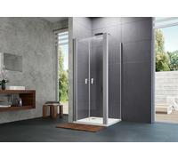 HÜPPE Design pure puerta batiente para la anchura de la pared lateral: 100 cm de tope a la izquierda y a la derecha para el suelo de baldosas, 8P1409182380, Cabinas de ducha: Color del perfil Edición