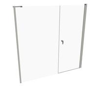HÜPPE Design pure Puerta giratoria de 4 esquinas con lateral en hueco, a medida, anchura 160,1-230cm alto 140-200cm bisagra izquierda y derecha, 8P7282087322, Cabinas de ducha: Color de perfil plata m