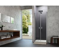 HÜPPE Design pure puerta giratoria en el nicho Ancho: 78 cm de parada a la izquierda y a la derecha para el plato de ducha, 8P1310182315, Cabinas de ducha: Color del perfil White Edition Cristal ESG S