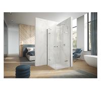 HÜPPE Design pure Puerta pivotante de 4 esquinas con segmentos fijos con herraje, a medida, anchura:70-155cm alto:120-200cm, herraje izquierdo, 8P9080087322, Cabinas de ducha: Color de perfil plata ma