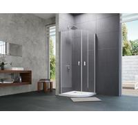 HÜPPE Design pure Swing door 2 hojas Radio: 50cm Ancho: 80cm Parada a la izquierda y a la derecha para el plato de ducha, 8P1607087321, Cabinas de ducha: Color de perfil plata mate ESG clear