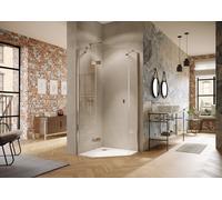 HÜPPE Solva mampara de ducha pentagonal, de una hoja, segmentos fijos, tipo 900/900, fijación a la izquierda, parcialmente enmarcada, S25001123316, Cabinas de ducha: Color del perfil Negro Edición Vid