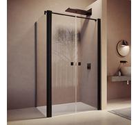 HÜPPE SolvaPro puerta de vaivén de 4 esquinas parcialmente enmarcada para pared lateral, a medida, ancho: 60-120cm, alto: 120-200cm, 7T0980182316, Cabinas de ducha: Color del perfil Edición Blanca Vid