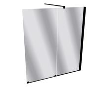 HÜPPE Xtensa pure mampara de baño puerta corredera una sola pieza con segmento fijo anchura:140cm tope derecho, XT0702123380, Cabinas de ducha: Color de perfil Vidrio Black Edition Vidrio espejo ESG