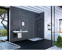 HÜPPE Xtensa pure panel lateral para puerta corredera vestidor una sola pieza, con segmento fijo, anchura:90cm, tope izquierdo y derecho, XT0307123322, Cabinas de ducha: Color de perfil Vidrio Black E