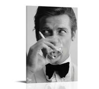 HUERIER Póster de Roger Moore para habitación, lienzo estético para decoración de pared, lienzo artístico para dormitorio, 30 x 45 cm, estilo marco