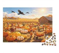 Huerto de Calabazas Granja Puzzle de 1000 Piezas Papel para Adultos Escena de Otoño Relajación Familiar Decoración Regalo 38x26cm/1000pcs