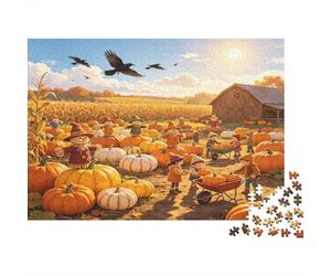 Huerto de Calabazas Granja Puzzle de 1000 Piezas Papel para Adultos Escena de Otoño Relajación Familiar Decoración Regalo 38x26cm/1000pcs