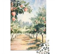 Huerto Melocotones Paquete Acuarela Paisaje Rompecabezas Cartón Reciclado 1000 Piezas, Alivio Estrés Familiar, Decoración Pared, Diversión Vacacional 70x50cm/1000pcs