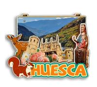 Huesca España - Imán de madera 3D para nevera, recuerdo de ciudad, recuerdo de viaje, lindo adhesivo para nevera, decoración del hogar y la cocina