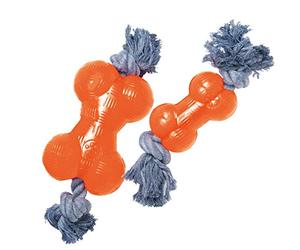 Hueso TPR con Cuerda Gloria - Hueso para Perros - Tamaño 13.97 cm - Material Resistente - Interactivo - Flexible - Juguete para Masticar - Juguetes para Perros - Color Naranja