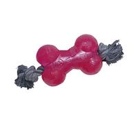 Hueso TPR con Cuerda Gloria - Hueso para Perros - Tamaño 8.89 cm - Material Resistente - Interactivo - Flexible - Juguete para Masticar - Juguetes para Perros - Color Rosa