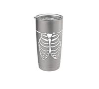 Huesos de anatomía humana esqueleto de Halloween jaula de costillas Vaso térmico de acero inoxidable de doble pared