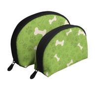 Huesos de Pata de Perro Verde, Bolsa de Maquillaje de Concha, Monedero pequeño para Mujer, Bolsa de artículos de tocador, Bolsa de cosméticos, 2 Piezas